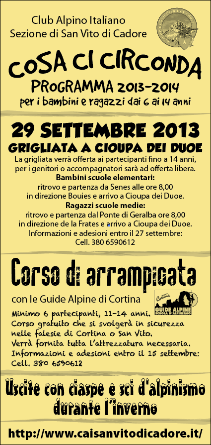 CAI Sez.San Vito C. - Stage Autunno 2014 - Corso arrampicata giovani